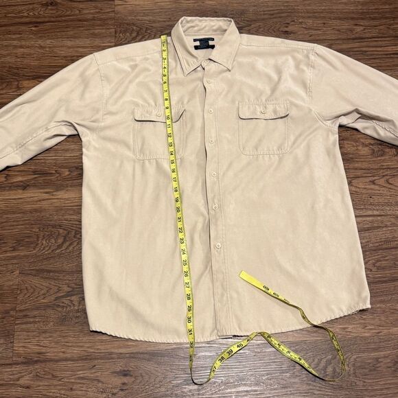Bruno Sueded Microfiber Long Sleeve Button-Up Shirt Cream Beige Size XL - Picture 8 of 11